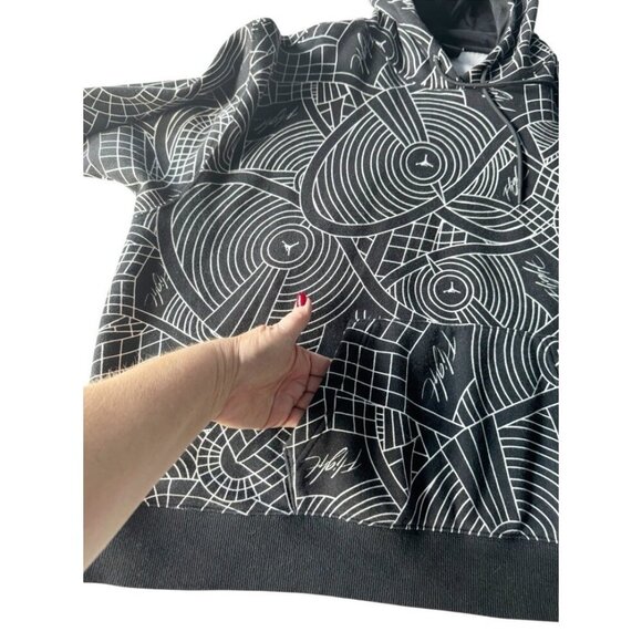 Nike Jordan Flight Print Allover Hoodie Women's Sz 1X Black/White DV1417-010 - Picture 8 of 10